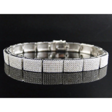 silver wide bling bling cools mens cz chain bracelet bangle