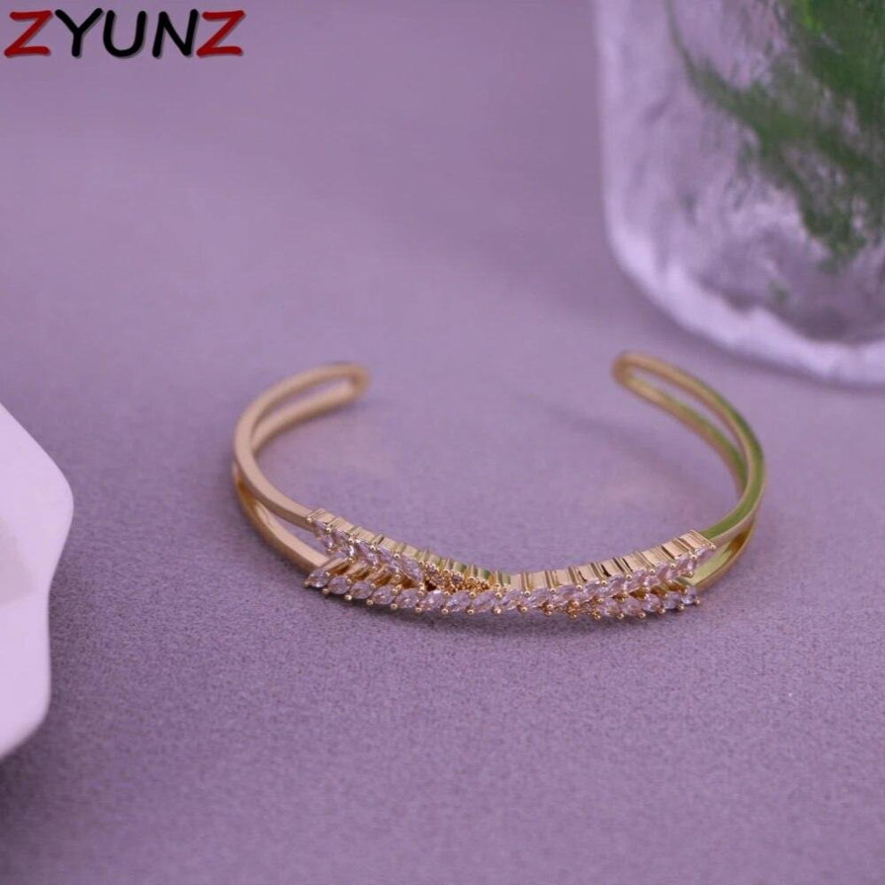 3PCS, Arrival Stackable Statement Bangle for Women Wedding Cubic Zircon Crystal CZ Dubai Plated Bracelets-image-OPC-PCWN8CK-NEW
