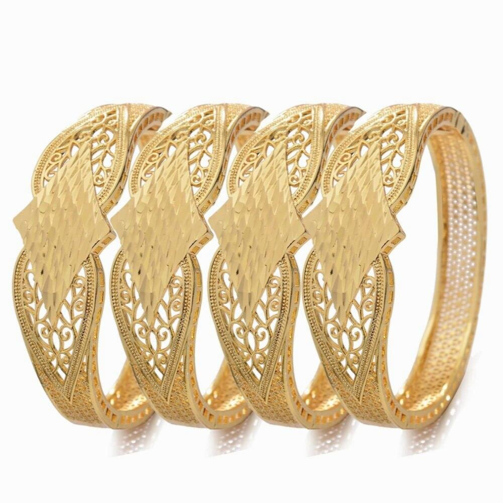 24k 4pcs/Lot Dubai Bangles For Women Bangles Ethiopian Saudi Arabia Bracelets Wedding Jewelry African Gift-image-OPC-PCWNB99-NEW