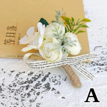 1Pcs Groom Wedding Flowers Boutonniere Bouquet Corsage Artificial Rose Man Suit Party Decoration Bridal