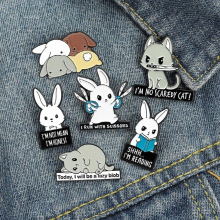 6pcs/set Enamel Pin Set Funny Quote Moon Star Couple Animal Brooches Metal Badges for Boy Jewelry