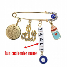 muslim islam AYATUL KURSI Allah evil eye YAALI Stainless Steel brooch Baby Pin