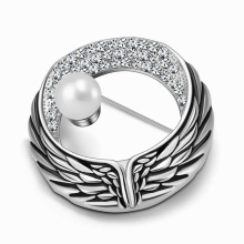 High Vintage Crystals Urn Brooch Pearl Wing Memorial Ashes Urn Brooch Cremation Jewelry Always in my heart