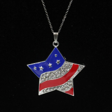 Five Star Rhinestone Enamel America flag Pendant with for woman kids