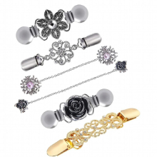 6 Pieces Flower Sweater Shawl Clips Set Retro Cardigan Collar Clips Antique Flowers Dresses Duckbill Clip For Women Gift