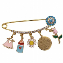 muslim islam Ayatul Kursi feeding-bottle flower Stainless Steel Pin brooch Baby Pin protect against bad luck
