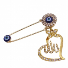 muslim islam Allah evil eye Scarf Hijab crystal Stainless Steel Pin brooch Baby Pin