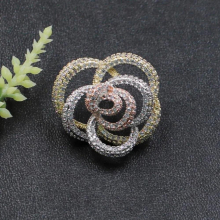 Vanifin Jewelry Abstract Geometry Lines Flower Brooch Pin for Girls Engagement Daily Micro Paved Zircon