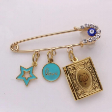 muslim Quran book brooch islam evil eye baby pin