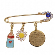 muslim islam AYATUL KURSI Stainless Steel pink brooch Baby Pin protect against bad luck