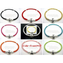 20PCS Many colors LOVE clasp Leather PU Braid Chain fit European Charms beads Length