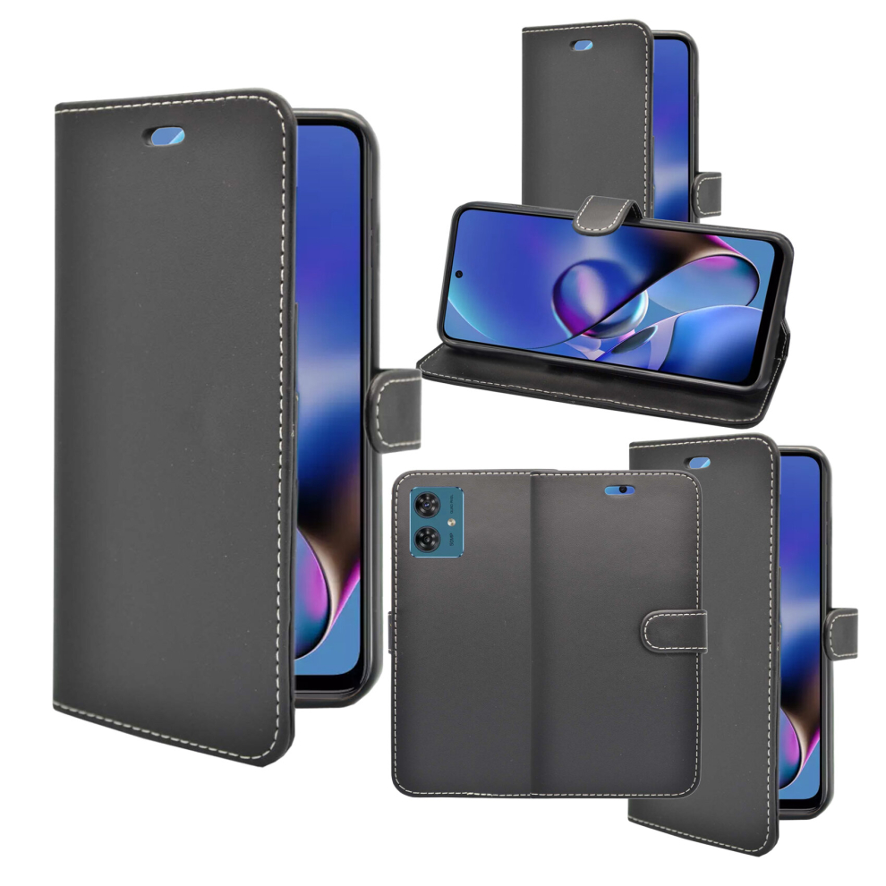(Black) For Motorola G54 5G Case Wallet Flip Pu Leather Kickstand Card Holder Phone Cover Black 5060972626757