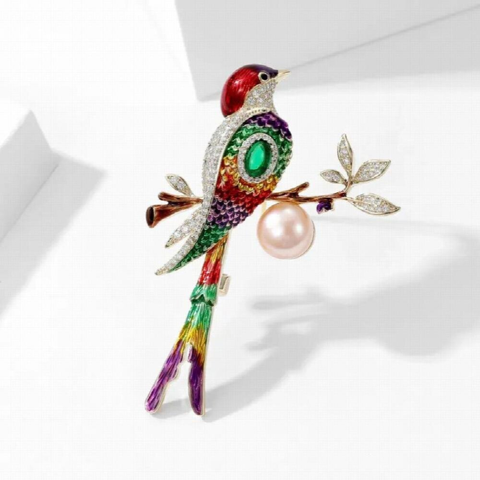 Vintage Bird Brooches for Women Multicolor Enamel Pin for Woman Lapel Pins for Man Suit Party Chinoiserie Gift