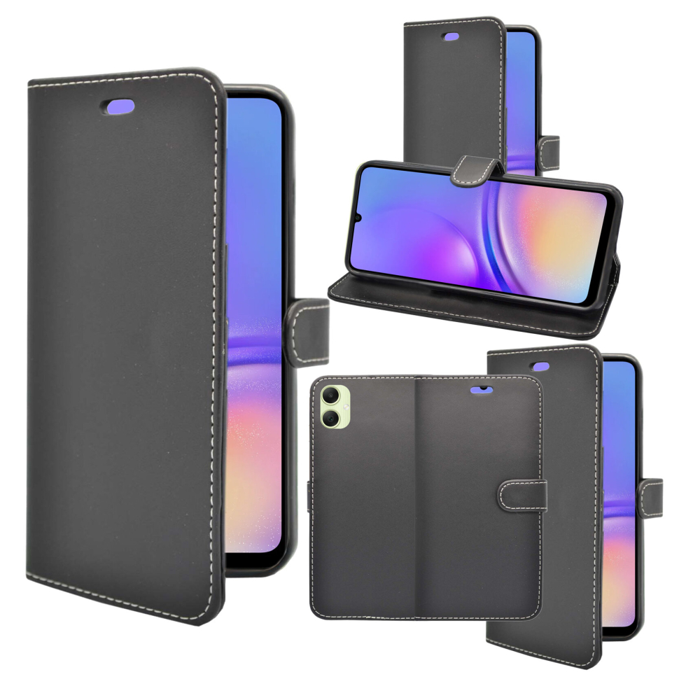 (Black) For Samsung Galaxy A05 Case Wallet Flip PU Leather Kickstand Card Holder Phone Cover