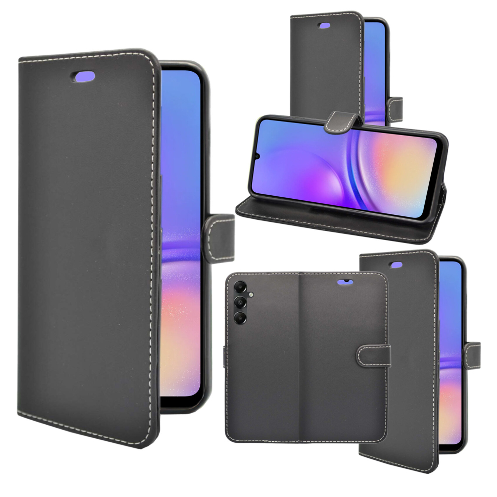 (Black) For Samsung Galaxy A05s Case Wallet Flip PU Leather Kickstand Card Holder Phone Cover