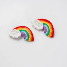 ZHEN-D 100% Crochet Rainbow Hand-knitted cotton wool Brooch Pin girl kid Clothes Cap Sweater Canvas bag Decoration