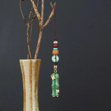Ethnic wealthy bamboo knot high-rise keychain mobile phone pendant jade pendant mobile phone chain anti-lost jew