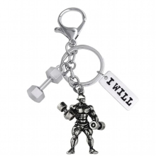Hot gym mens fitness metal key chain strong muscle show charm key chain symbol powerful
