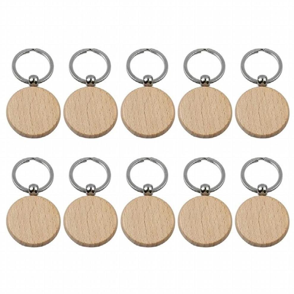 10Pcs Blank Round Wooden Key Chain Diy Wood Keychains Key Tags Can Engrave Diy 40X40mm 885673971938