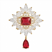 YYSUNNY Classic Red Crystal Water Drop Brooches for Girls Broches Women Brooch Pin Strass Accessories Female Party Gift