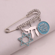 Shema Yisrael Charm, Jewish Baby Pin Brooch, Shema Hebrew Judaica Baby Gift Star of David