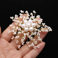 Natural Freshwater Pearls Brooches Copper Pins Brooches for Girls Favorite Party Dress Coat Jewelry