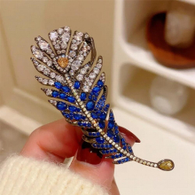Feather Brooches For Women Girl Zirconia Accessories Special Fine Jewelry Party Birthday Gift Brooch