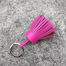 Famous Natural Real Leather Tassel Keychain For Keys Car Key Chain Key Ring Women Bag Charm Pendant Girls