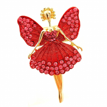 Stunning Rose Pink Crystal Ballerina Fairy Brooch Angel Pin Princess Party Girl Gift Backpacks Hats Caps Scarf ShawlJ ewelry