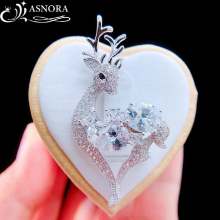 Zircon Crystals Brooch For Women Lovely Animal Deer Brooches Girls Jewelry Gift
