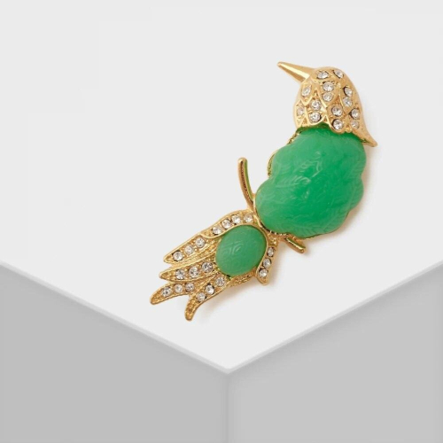 pattern mini green bird Brooches 2