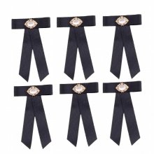 SUQI 6 PCS Womens Ribbon Bow Neck Tie Brooches Pins Jewelry For Women Brooch Tie For Students Girls Ceremony