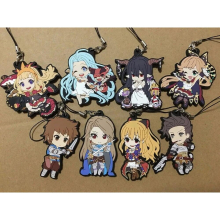 8pcs/lot Japanese figure Granblue Fantasy rubber Silicone sweet smell mobile phone charms keychain strap