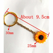 10Pcs/Lot Sunflower Key Chain Mirror Polished Stainless Steel Keychains For DIY Making Keychain Mens Jewelry