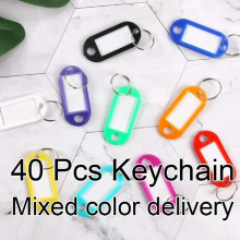 40 Pcs Colorful Travel Keychain ID Key Tags Labels Key Chains Key Rings Plastic Ring Numbered Name Baggage Luggage Tags