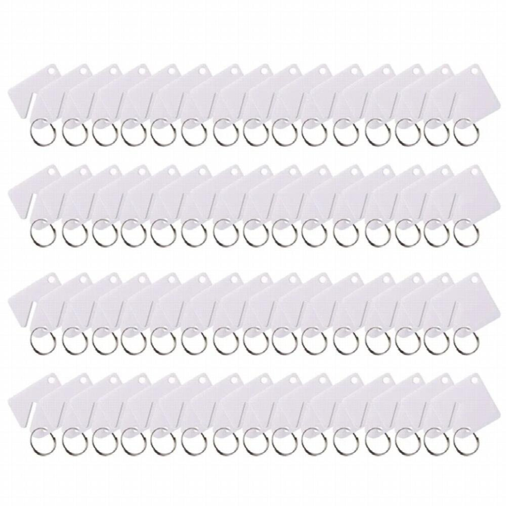 60Pieces/Set Plastic Key Tags With Split Ring Writable Label Tag Square Shaped Marking Tag Label Display Tag 885673994609