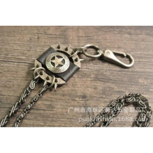 Men Trousers Pants Wallet Keychain Gray Skull Horns Bullet Shape Pendant Metal Link Waist Chain Punk Jean Heavy Chain BL36