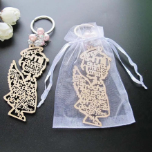 12Pcs Baptism Wood Keychain Favors with Angel for Girl Pink Recuerdos de Bautizo Christening with Organza Gift Bags Gift