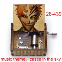 Anime Bleach Kurosaki Ichigo Print Castle In The Sky Wooden Hand Music Box Fans Souvenir Children Christmas Birthday Decor