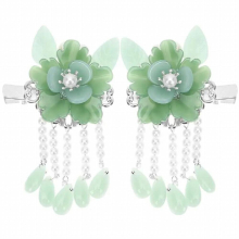1 Pair Flower Tassel Hair Clips Vintage Hairpins Hanfu Hair Accessories for Women Girls