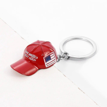 5Pcs Hat Pendant Keychain Trump American Presidential Hat Make America Great Again Hat Mesh Cap Key Rings
