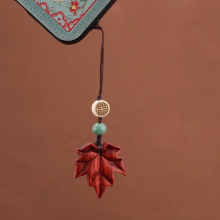 Ebony Maple Leaf Mobile Phone Pendant Art Retro Key Pendant U Disk Wild Ethnic Wind Bag Hanging Mobile Phone Chain lanyard