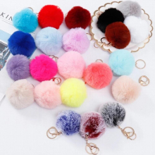 22 Pieces Pom Poms Keychains Fluffy Faux Pompoms Keyring Soft Plush Key Ring Ornament Pendant Accessory for Ladies Girls