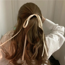 Retro French Girl Fairy Ribbon Bow Hair Circle Long Style Small Fresh Headband Leather Band