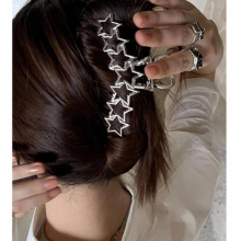 Metal Hollow Out Circle Love Heart Star Big Shark Clip for Women Girl Daily Jewelry Autumn Winter Headdress INS