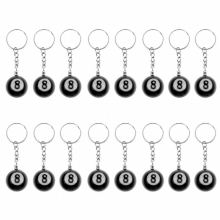 16 Pcs Billiard Pool Keychain Snooker Table Ball Key Ring Gift Lucky NO.8 Keychain 25Mm