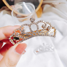 Morkopela Small Rhinestone Barrettes Hair Clip Girls Small Hairpin Clear Stone Crown Hair Pin Clips Accessories