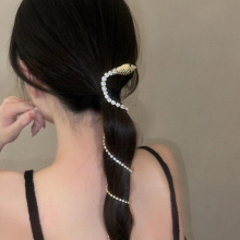 Long Tassel Geometric Snake Hair Band Women Vintage Shine Full Rhinestone Hairpins Crystal Zircon Hair Barrettes Party Jewelry