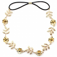 Women Flower Head band Leaves Elastic Solid Printing Bride Hair Band Wedding Party Jewelry A5048