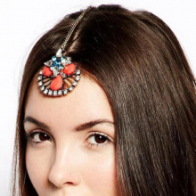 Boho Crystal Forehead Head Pieces Metal Hair Head Chain Hairpin Women Hair Accessories Rhinestone Indian Jewelry